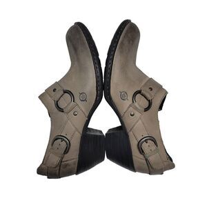 Born Heels Short Booties Soft Gray Zip Up Buckles 7.5 /38.5 2" Heels
